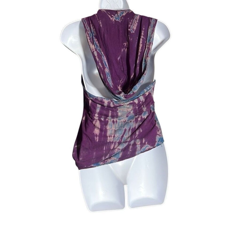 Boho Tie-Dye Hooded Festival Top S/M - Picture 2 of 8